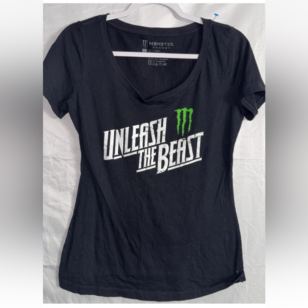 Monster energy unleash the beast Black Graphic Women's Top xlarge y2k